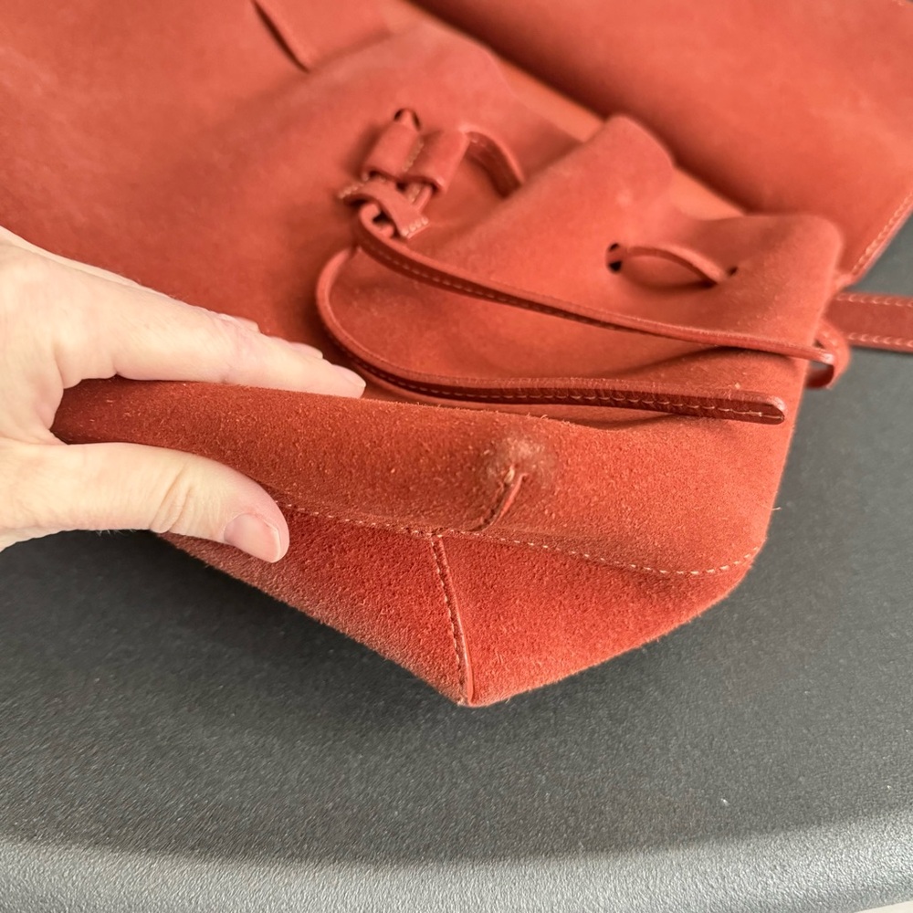 Mansur Gavriel Soft Suede Brick Brown Lady Bag Gold Hardware - Picture 12 of 16
